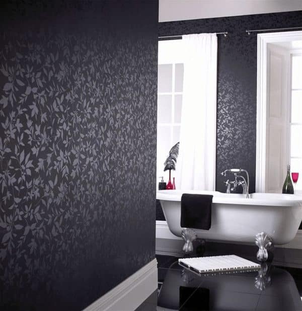Elegant wallpapered bathroom